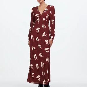 NWT Madewell V-Neck Cuff-Sleeve Maxi Dress in Floral